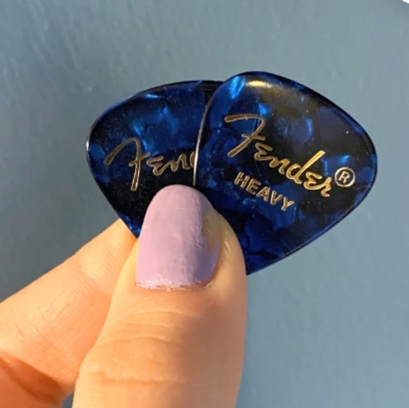 New Unique Colorful Handmade Guitar Pick Silver/Gold Drop Hook Earrings - Picture 11 of 16